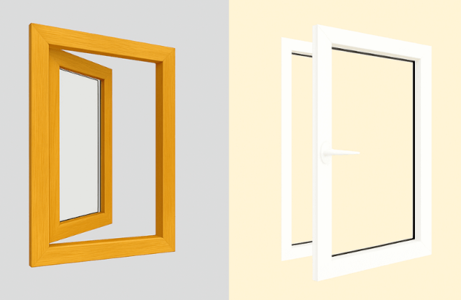 Fenêtre PVC bicolore blanc / chêne doré