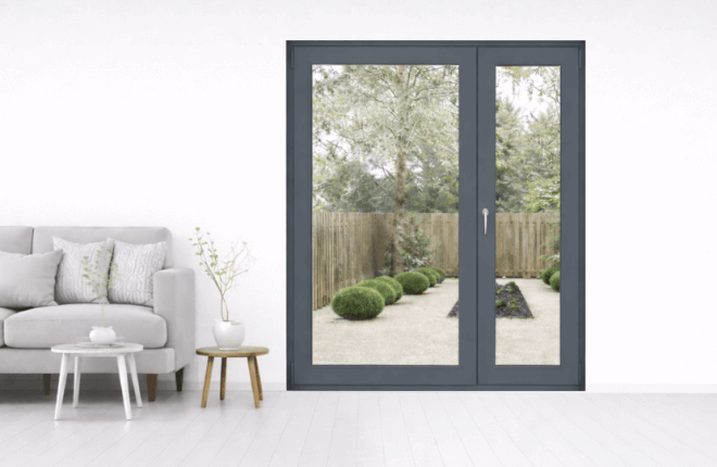 Porte-fenêtre PVC tiercée anthracite