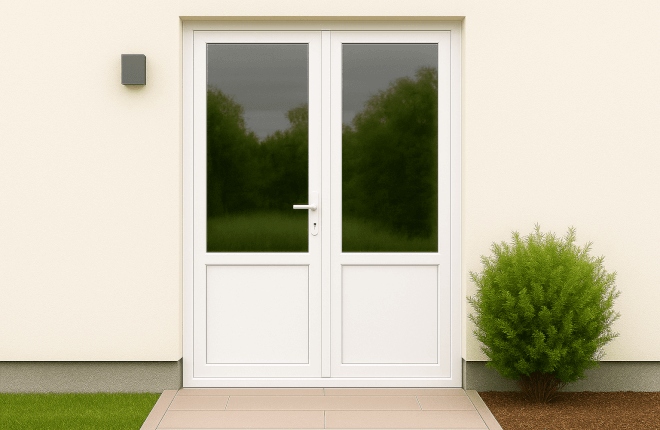 Double porte semi-vitrée PVC
