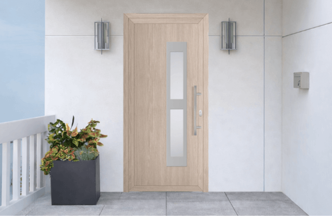 Porte dentrée PVC imitation bois - sheffield oak light - PAPUK