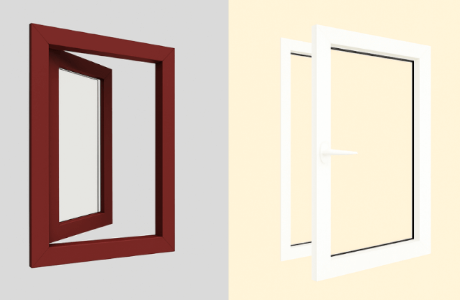 Fenêtre ALU bicolore blanc / rouge vin
