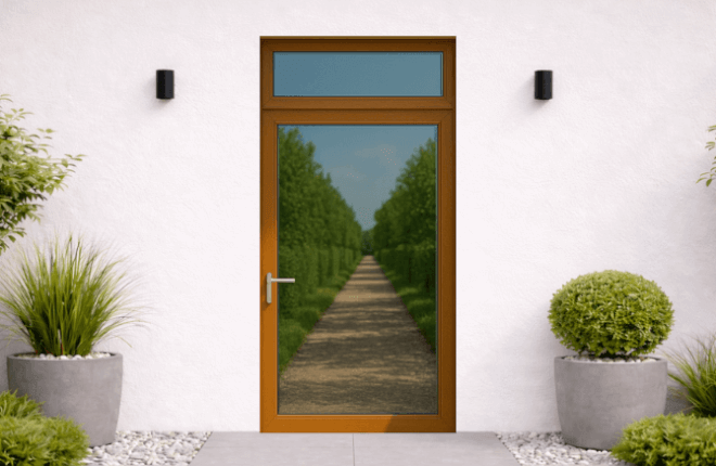 Porte BOIS entièrement vitrée avec imposte vitrée - BUCAREST