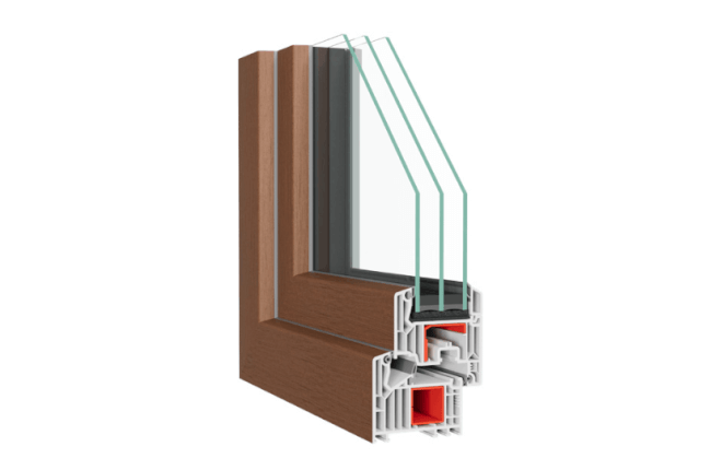 Fenêtre PVC imitation bois noyer