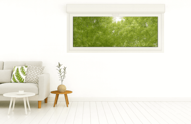 Fenêtre abattant PVC blanc avec volet roulant électrique