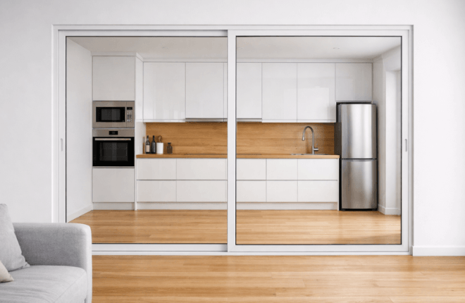 Baie coulissante simple vitrage (intérieur & extérieur) 2 vantaux