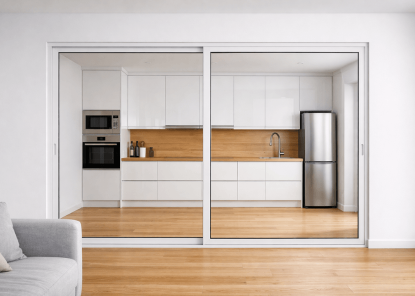 Baie coulissante dintérieur simple vitrage