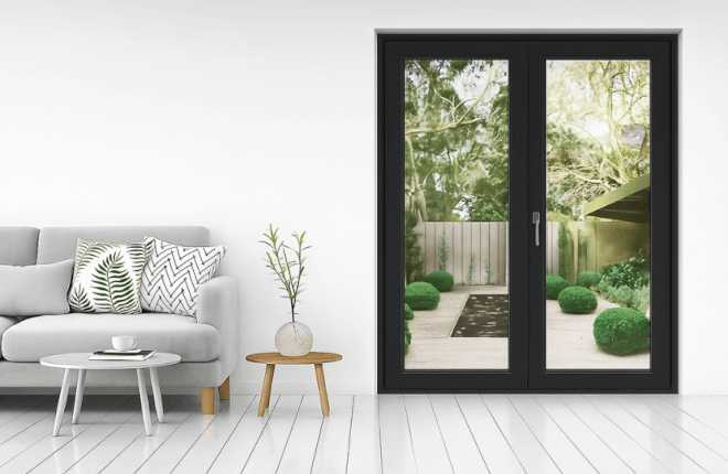 Porte-fenêtre PVC 2 vantaux noir