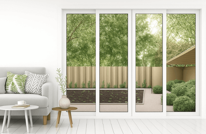 Baie coulissante 4 vantaux PVC blanc