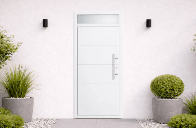 Porte dentrée PVC avec imposte vitrée - MONET