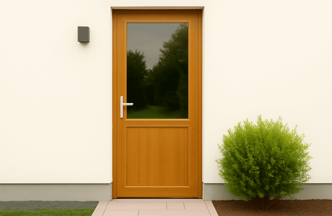 Porte dentrée BOIS semi-vitrée