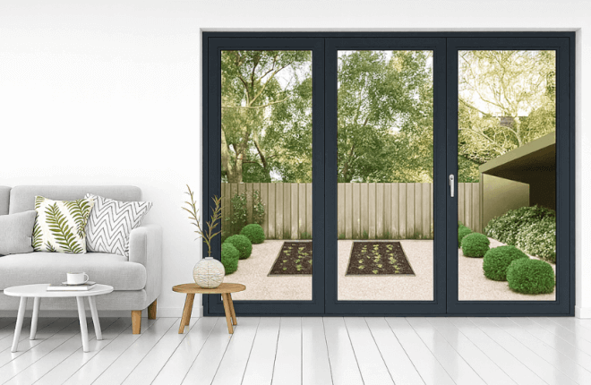 Porte-fenêtre PVC 3 vantaux noir