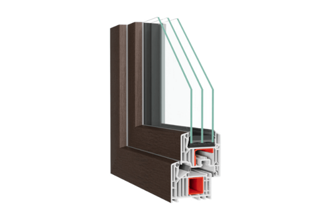 Fenêtre PVC imitation bois acajou