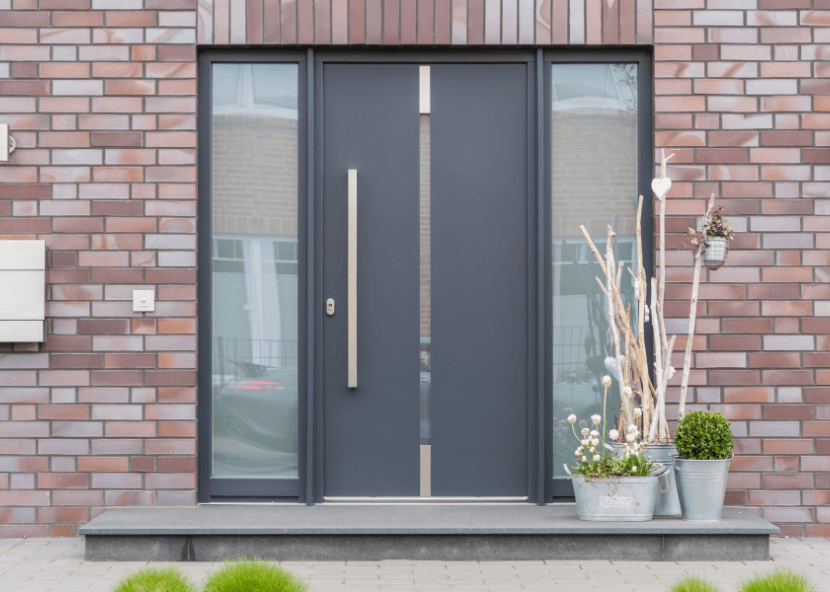 Porte dentrée ALU avec panneau décoratif