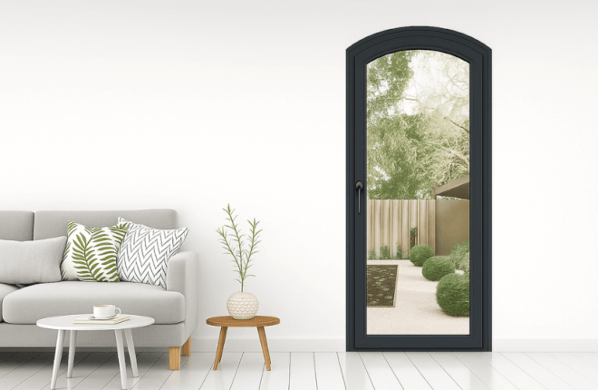 Porte-fenêtre cintrée PVC 1 vantail anthracite