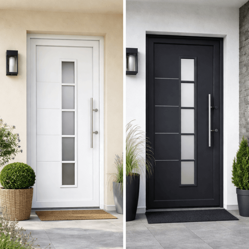 Porte d'entrée pvc blanche ou anthracite 