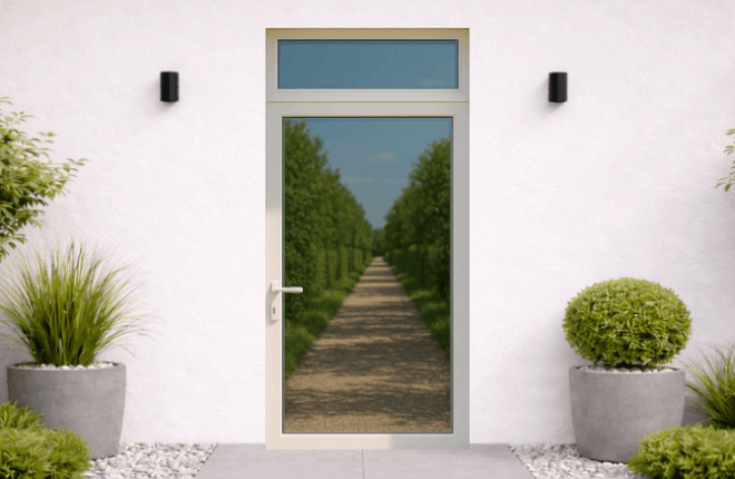 Porte PVC entièrement vitrée avec imposte vitrée - BUCAREST