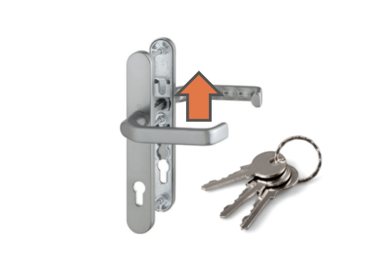 Poignée porte à relevage Hoppe® ou Greenteq® + serrure 5 points + seuil alu PMR