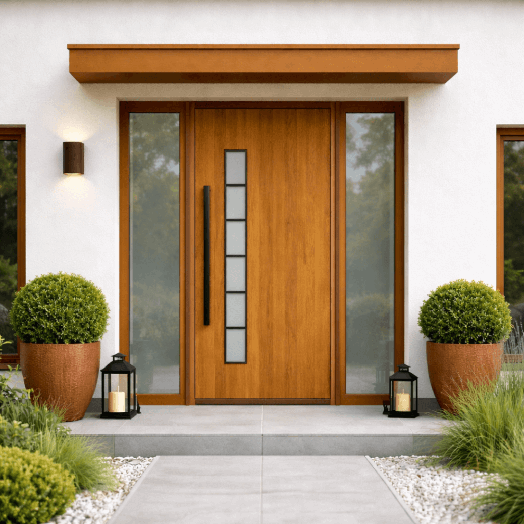 Porte d'entrée ALU imitation bois square