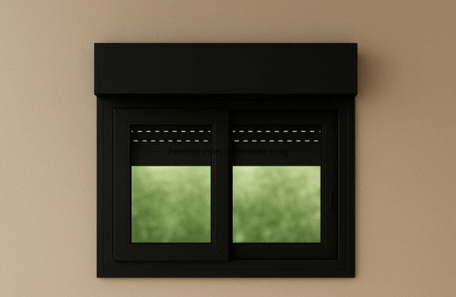 Fenêtre coulissante PVC noir avec volet roulant