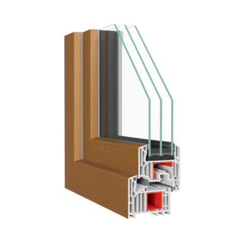 Fenêtre PVC triple vitrage chêne doré square